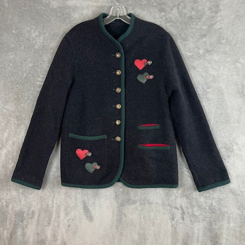 Vintage Austrian Trachen Jacket Womens 34 Boiled Wool Alpaca Cottagecore